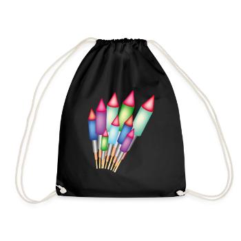 Feuerwerk / Raketen - Turnbeutel - Schwarz - Vorne