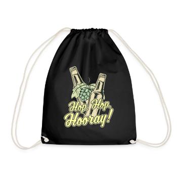 Craft Beer T-Shirt Hop, Hop, Hooray! - Turnbeutel - Schwarz - Vorne