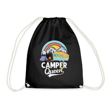 Camping Queen Camper Queen Caravan Gift - Drawstring Bag - black - Front