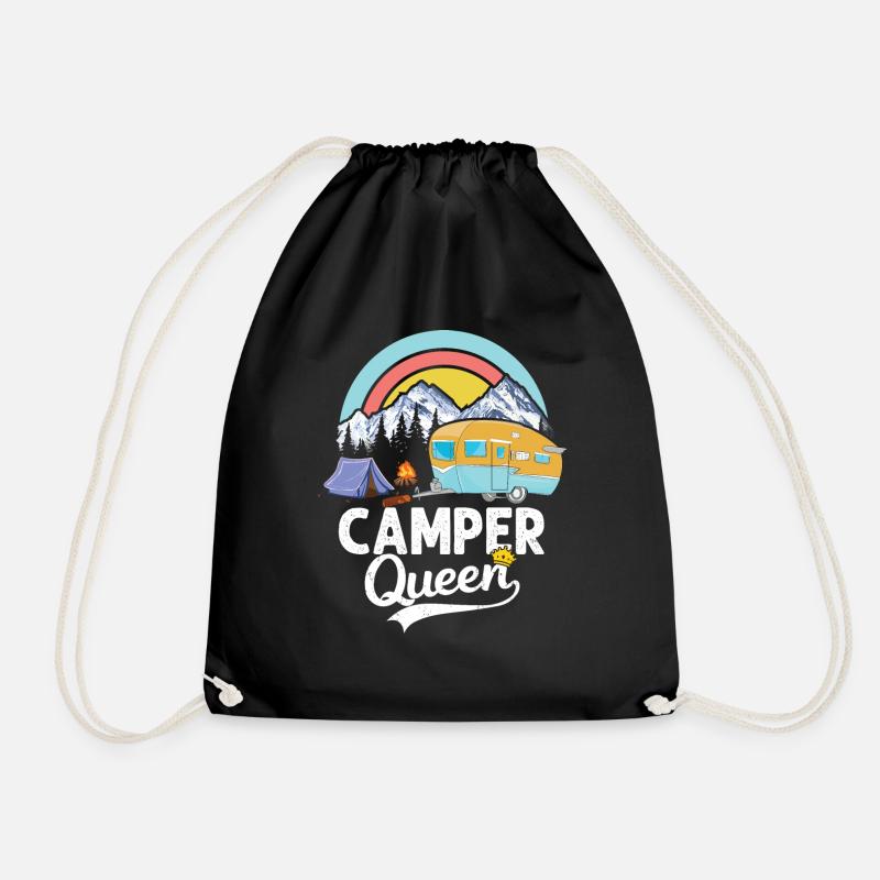 Camping Queen Camper Königin Wohnwagen Geschenk - Turnbeutel - Schwarz