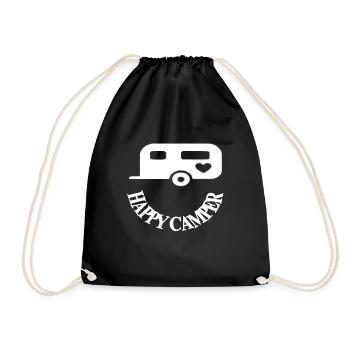 Wohnmobil Wohnwagen Camping Geschenk Geschenkidee - Turnbeutel - Schwarz - Vorne