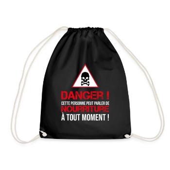 Attention ! Cette personne aime manger ! - Sac de sport léger - noir - Devant