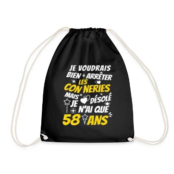 conneries 58 ans / humour anniversaire 58 ans - Sac de sport léger - noir - Devant