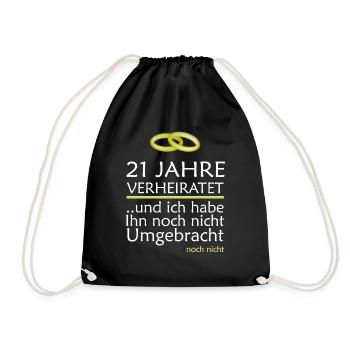 21 Jahre Verheiratet Opalhochzeit Geschenkidee - Turnbeutel - Schwarz - Vorne