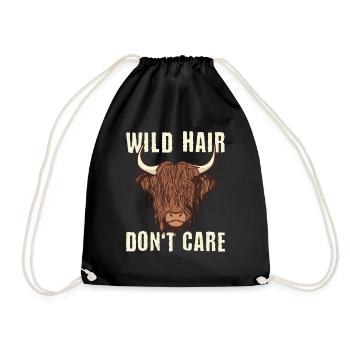 Wild Hair Dont Care Higland Cattle Vache - Sac de sport léger - noir - Devant