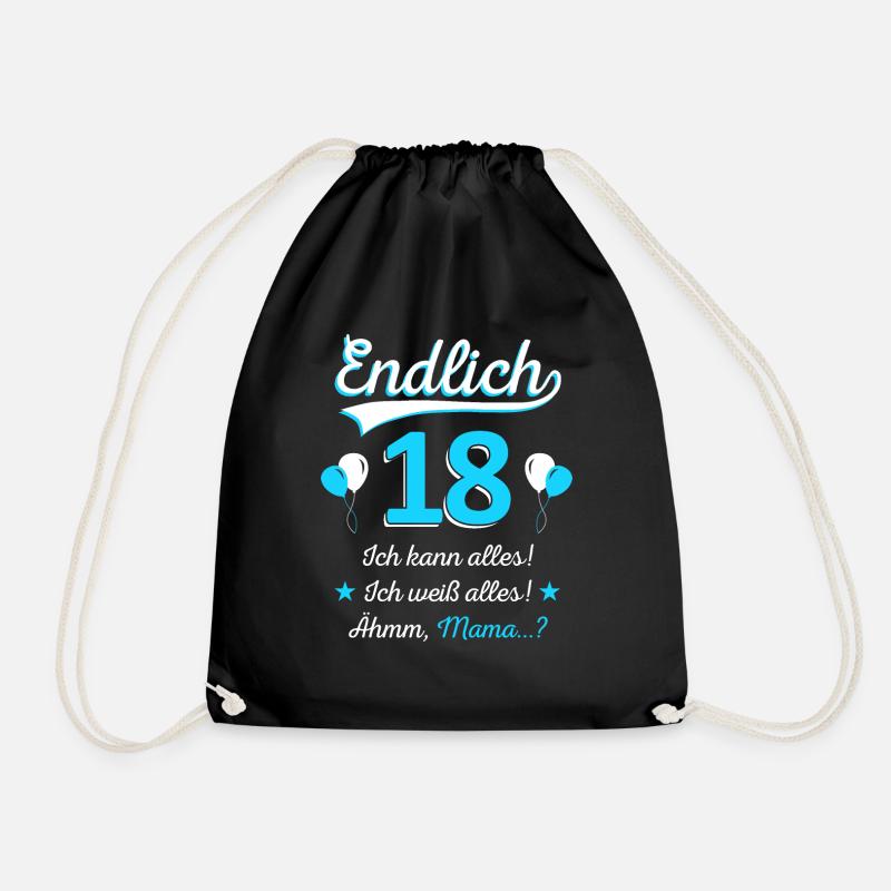 Endlich 18. Geburtstag Spruch Herren 18 Jahre - Turnbeutel - Schwarz