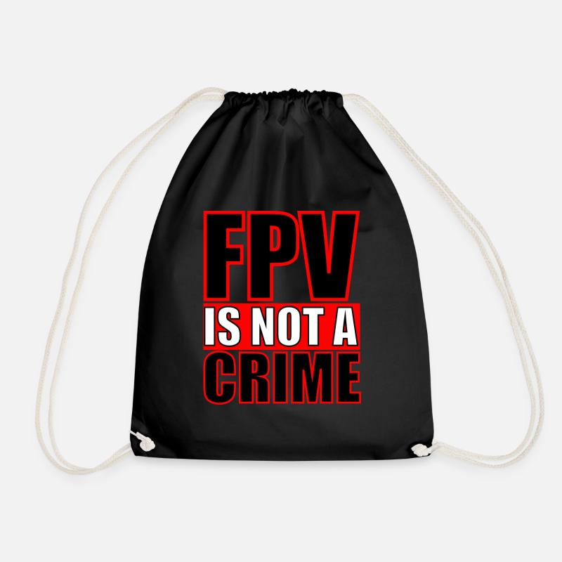 FPV is not a Crime Drone Pilot Style - Drawstring Bag - black