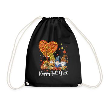 Glücklicher Herbst y'All Gnome Leopard Kürbis lust - Turnbeutel - Schwarz - Vorne