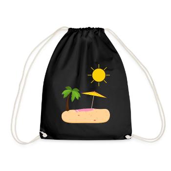 Sommer Strand Sonne Palmen - Turnbeutel - Schwarz - Vorne