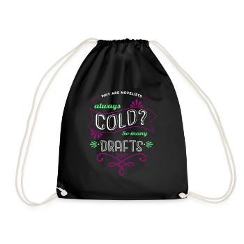 better book keeper shirt green art i love books - Drawstring Bag - black - Front