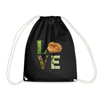 LOVE Meerschweinchen - Turnbeutel - Schwarz - Vorne