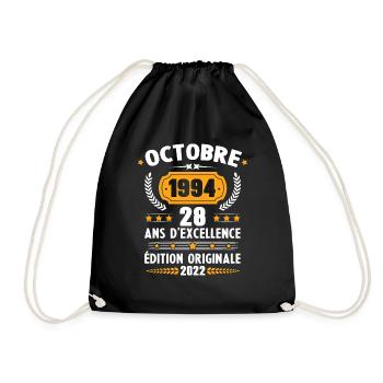Cadeau D'anniversaire Rétro 28 Ans Octobre 1994 - Sac de sport léger - noir - Devant