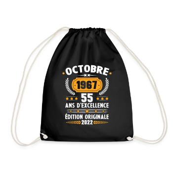 Cadeau D'anniversaire Rétro 55 Ans Octobre 1967 - Sac de sport léger - noir - Devant