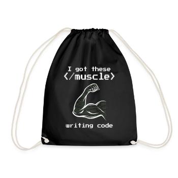 I got these muscle writing code programmer coder - Drawstring Bag - black - Front