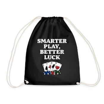 Smarter Play Better Luck Casino Poker Gambling - Drawstring Bag - black - Front