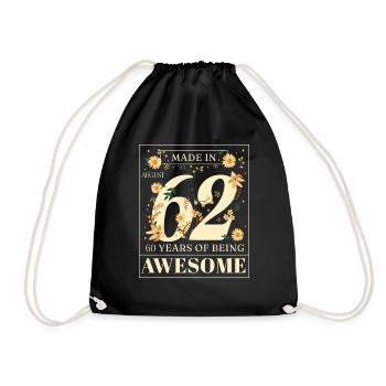 August 1962 - 60th birthday gift. Awesome. - Drawstring Bag - black - Front