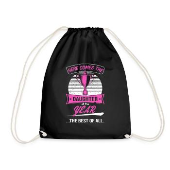 Trophy Cup for Daughter of the Year - Drawstring Bag - black - Front