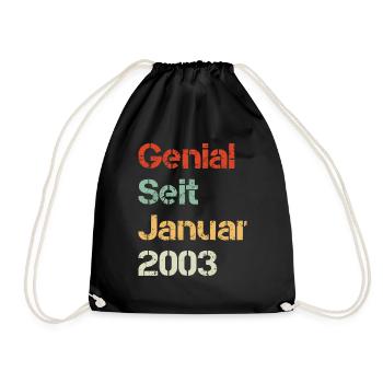 Genial seit Januar 2003 Jubiläum 20. Geburtstag - Turnbeutel - Schwarz - Vorne