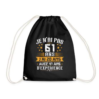 Je n'ai pas 61 ans, Cadeau d'anniversaire 61 ans - Sac de sport léger - noir - Devant