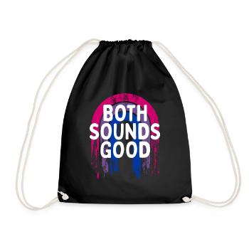 Both Sounds Good Bisexual LGBTQ Bi Pride Funny - Drawstring Bag - black - Front