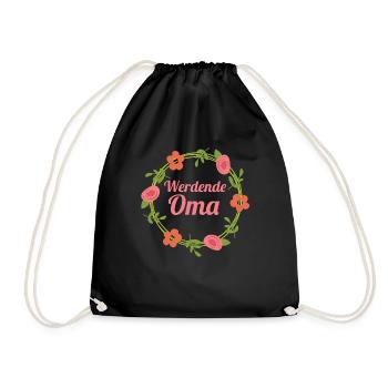 Werdende Oma Großmutter Geschenk - Turnbeutel - Schwarz - Vorne