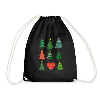 Heart Christmas tree - Drawstring Bag - black - Front