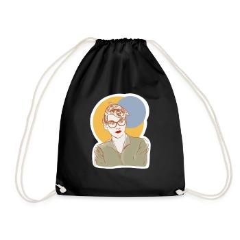 Frau Grafik Vintage Brille 50s Design - Turnbeutel - Schwarz - Vorne
