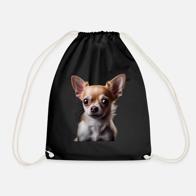 Cute Chihuahua - Gift idea for - Drawstring Bag - black
