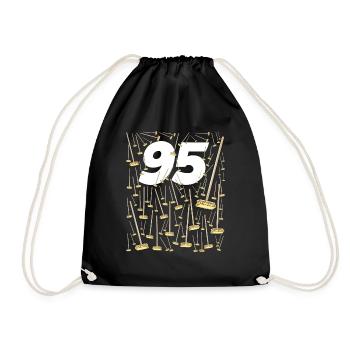 95 brooms Birthday humor mom and dad - Drawstring Bag - black - Front