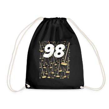 98 Brooms Funny Quote 98 Years Anniversary - Drawstring Bag - black - Front