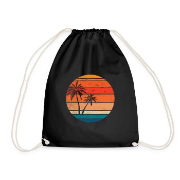 Summer palm trees birds island - Drawstring Bag - black - Front