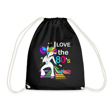 80s Disco Unicorn Humor Dance Floor - Drawstring Bag - black - Front