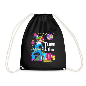 Unicorn Humor 70s Vintage Disco - Drawstring Bag - black - Front