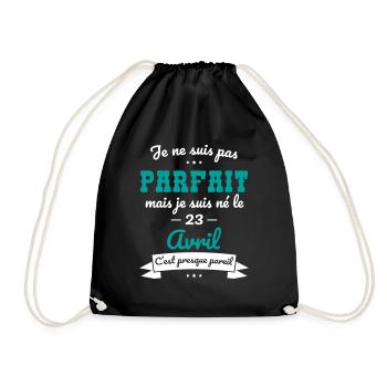 Anniversaire - Pas parfait mais né le 23 Avril - Sac de sport léger - noir - Devant