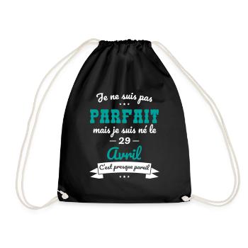 Anniversaire - Pas parfait mais né le 29 Avril - Sac de sport léger - noir - Devant