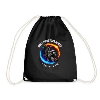 Don't fight your demon fight with him - Drawstring Bag - black - Front