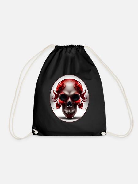 Darkside Design - Schädel Kunst 3 - Turnbeutel - Schwarz