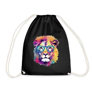 Lox the spectacled lion - Drawstring Bag - black - Front