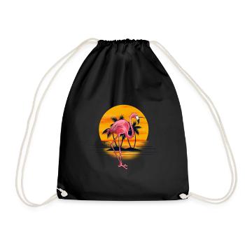 Summer flamingo sunset - Drawstring Bag - black - Front