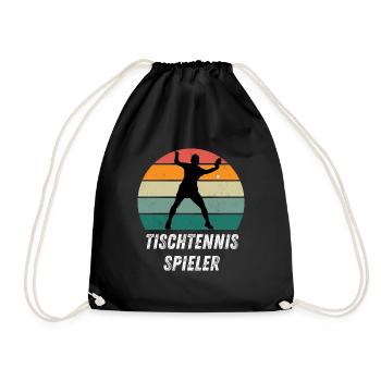 Tischtennisspieler - Turnbeutel - Schwarz - Vorne