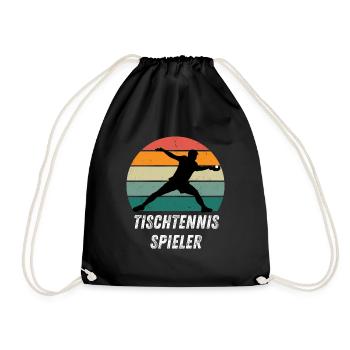 Tischtennisspieler - Turnbeutel - Schwarz - Vorne