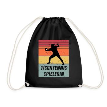 Tischtennisspielerin - Turnbeutel - Schwarz - Vorne