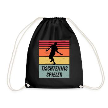 Tischtennisspieler - Turnbeutel - Schwarz - Vorne