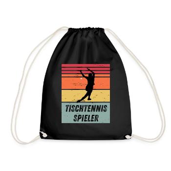 Tischtennisspieler - Turnbeutel - Schwarz - Vorne