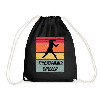 Tischtennisspieler - Turnbeutel - Schwarz - Vorne