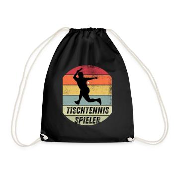 Tischtennisspieler - Turnbeutel - Schwarz - Vorne
