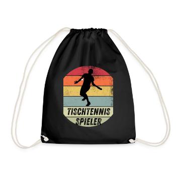 Tischtennisspieler - Turnbeutel - Schwarz - Vorne