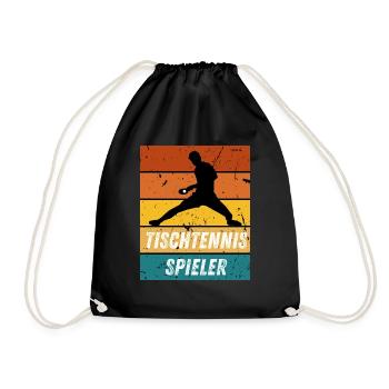 Tischtennisspieler - Turnbeutel - Schwarz - Vorne