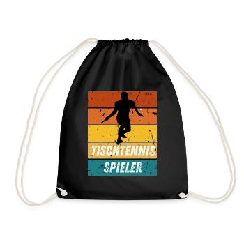 Tischtennisspieler - Turnbeutel - Schwarz - Vorne