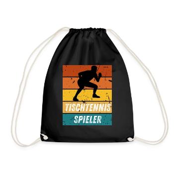 Tischtennisspieler - Turnbeutel - Schwarz - Vorne